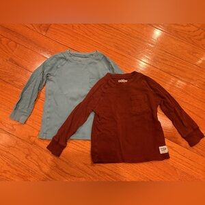 OshKosh B'gosh Kids Long Sleeve Waffle Tees - Teal and Maroon